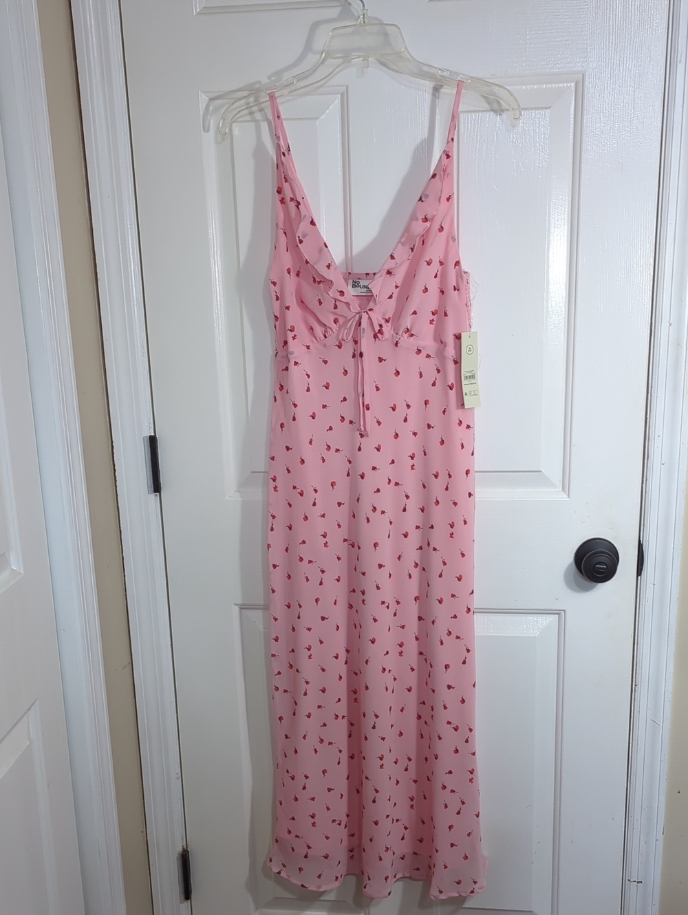 Pink Lemonade Summer Dress With Red Floral Accents